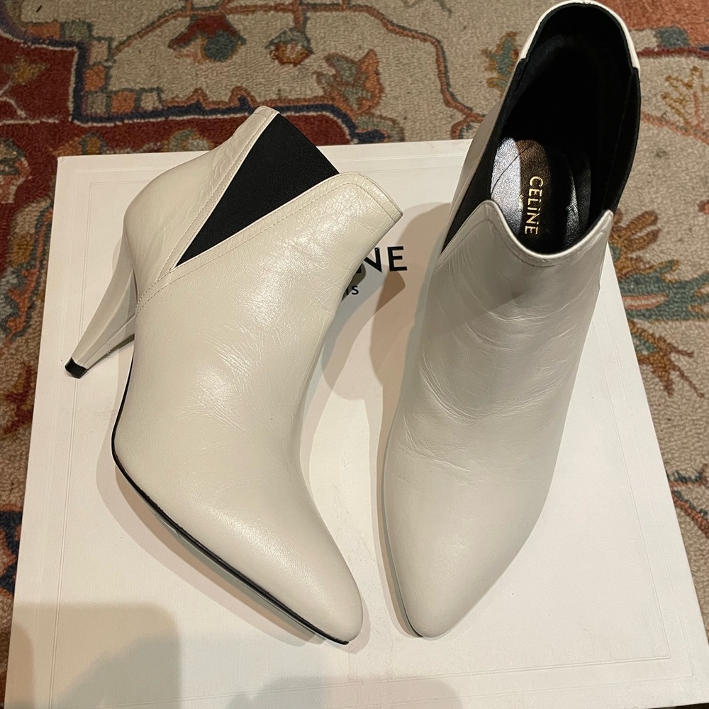 Celine White Cropped Chelsea Boots 85 size 37